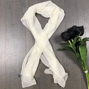 White Silver Metallic Sheer Shawl Wrap Scarf